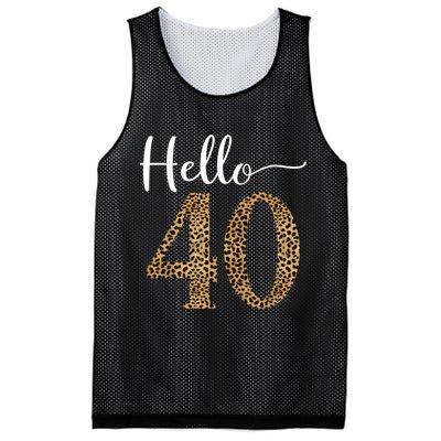Hello 40 Years Leopard Print 40th Birthday Party Woman Gift Mesh Reversible Basketball Jersey Tank