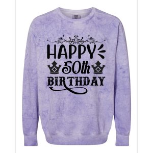 Happy 50th Birthday Celebration Graphic Colorblast Crewneck Sweatshirt