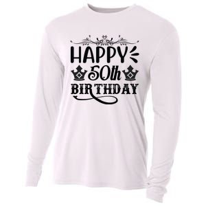 Happy 50th Birthday Celebration Graphic Cooling Performance Long Sleeve Crew