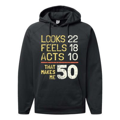 Hilarious 50th Birthday Idea I 50 Years Performance Fleece Hoodie