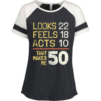 Hilarious 50th Birthday Idea I 50 Years Enza Ladies Jersey Colorblock Tee