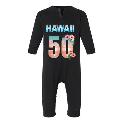 Hawaii 50th Birthday Hawaiian Aloha Beach Hibiscus Infant Fleece One Piece