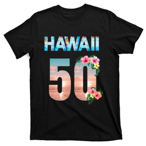 Hawaii 50th Birthday Hawaiian Aloha Beach Hibiscus T-Shirt