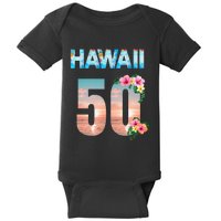 Hawaii 50th Birthday Hawaiian Aloha Beach Hibiscus Baby Bodysuit