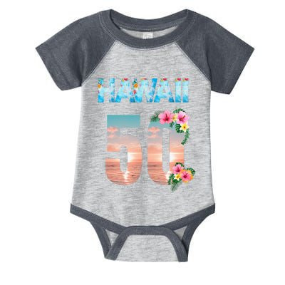 Hawaii 50th Birthday Hawaiian Aloha Beach Hibiscus Infant Baby Jersey Bodysuit