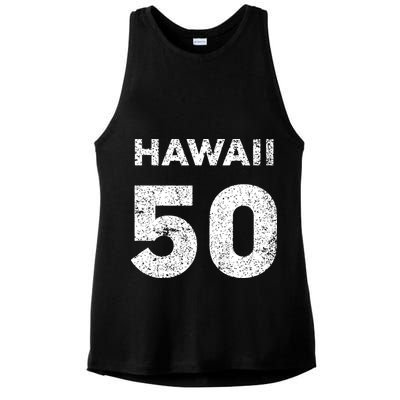 Hawaii 50 Birthday Hawaii 50th State Vintage Ladies PosiCharge Tri-Blend Wicking Tank