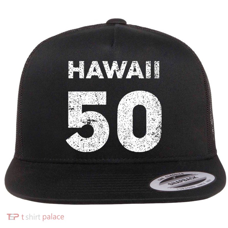 Hawaii 50 Birthday Hawaii 50th State Vintage Flatbill Hat