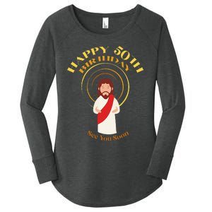 Happy 50th Birthday Christian Jesus See You Soon Women's Perfect Tri Tunic Long Sleeve Shirt