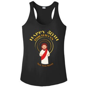 Happy 50th Birthday Christian Jesus See You Soon Ladies PosiCharge Competitor Racerback Tank