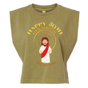 Happy 50th Birthday Christian Jesus See You Soon Garment-Dyed Women's Muscle Tee