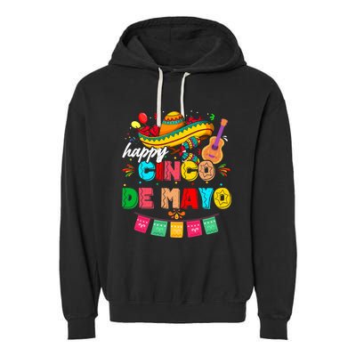 Happy 5 De Mayo Lets Fiesta Viva Mexico Cinco De Mayo Garment-Dyed Fleece Hoodie