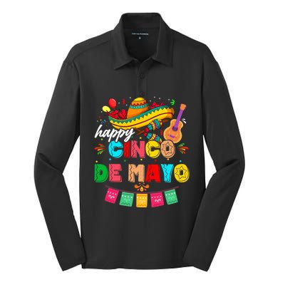 Happy 5 De Mayo Lets Fiesta Viva Mexico Cinco De Mayo Silk Touch Performance Long Sleeve Polo