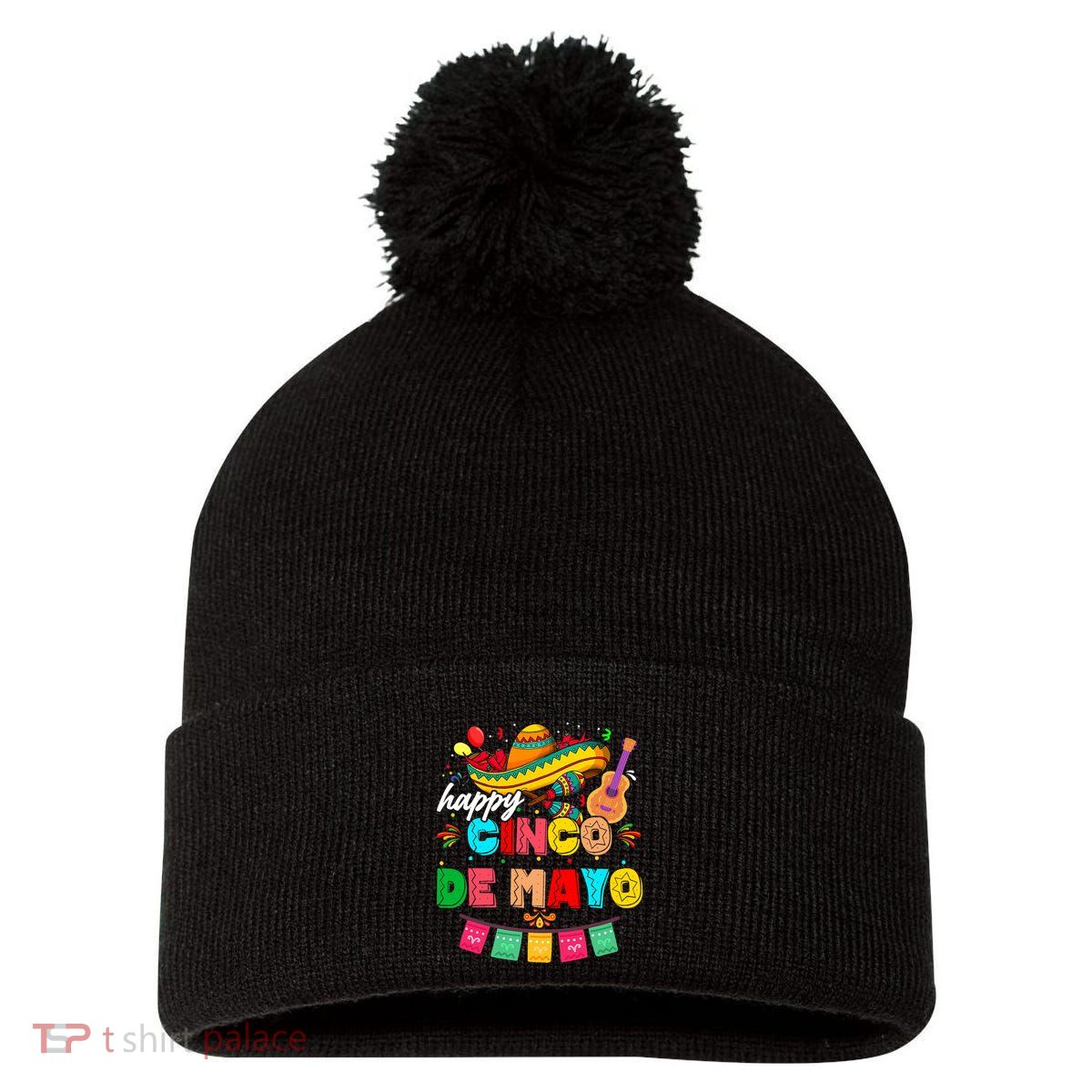 Happy 5 De Mayo Lets Fiesta Viva Mexico Cinco De Mayo Pom Pom 12in Knit Beanie