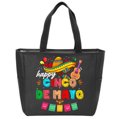 Happy 5 De Mayo Lets Fiesta Viva Mexico Cinco De Mayo Zip Tote Bag