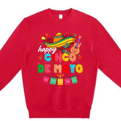 Happy 5 De Mayo Lets Fiesta Viva Mexico Cinco De Mayo Premium Crewneck Sweatshirt