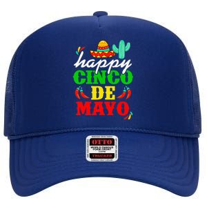 Happy 5 De Mayo Cinco de Mayo Viva Mexico 5 De Mayo High Crown Mesh Back Trucker Hat