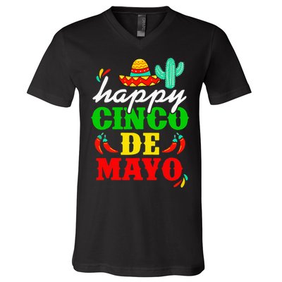 Happy 5 De Mayo Cinco de Mayo Viva Mexico 5 De Mayo V-Neck T-Shirt