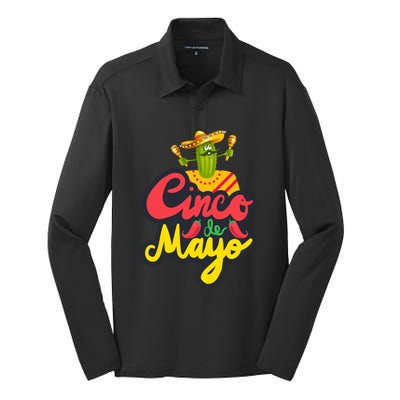 Happy 5 De Mayo Cinco Viva Mexico Silk Touch Performance Long Sleeve Polo