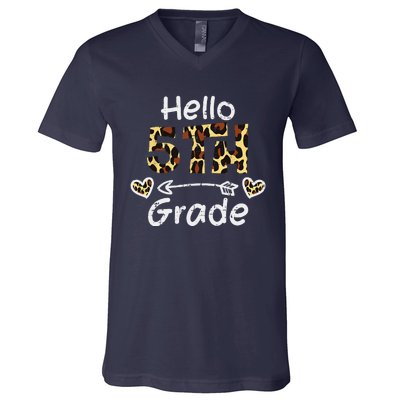 Hello 5th Fifth Grade Back First Day Of School Teacher V-Neck T-Shirt