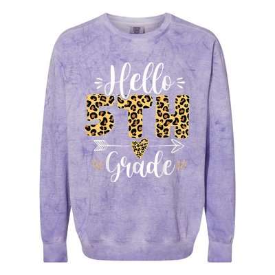 Hello 5th Fifth Grade Leopard Teacher Back To School Colorblast Crewneck Sweatshirt