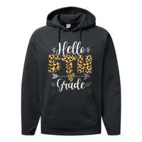 Hello 5th Fifth Grade Leopard Teacher Back To School Performance Fleece Hoodie