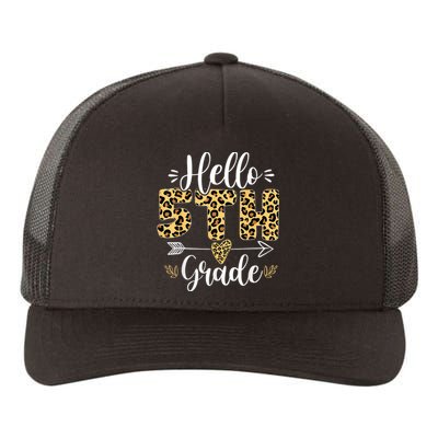 Hello 5th Fifth Grade Leopard Teacher Back To School Yupoong Adult 5-Panel Trucker Hat