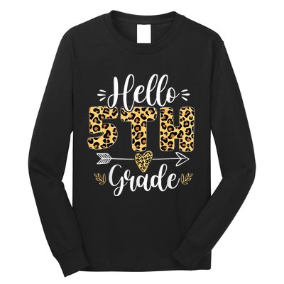 Hello 5th Fifth Grade Leopard Teacher Back To School Long Sleeve Shirt