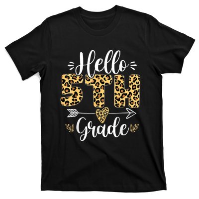 Hello 5th Fifth Grade Leopard Teacher Back To School T-Shirt