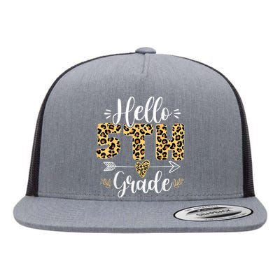 Hello 5th Fifth Grade Leopard Teacher Back To School Flat Bill Trucker Hat