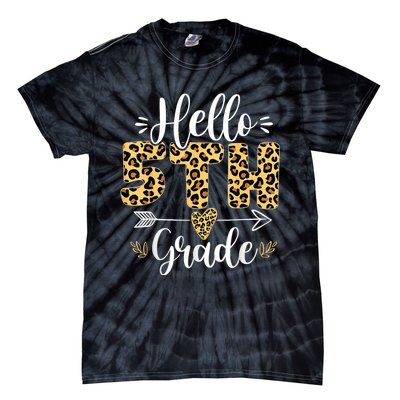 Hello 5th Fifth Grade Leopard Teacher Back To School Tie-Dye T-Shirt