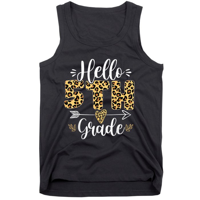 Hello 5th Fifth Grade Leopard Teacher Back To School Tank Top