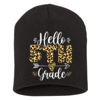 Hello 5th Fifth Grade Leopard Teacher Back To School Short Acrylic Beanie