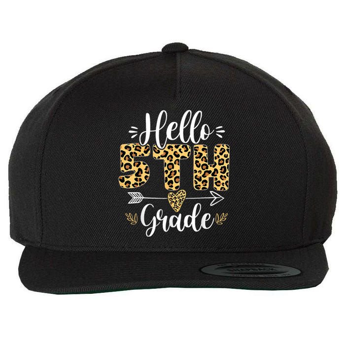 Hello 5th Fifth Grade Leopard Teacher Back To School Wool Snapback Cap