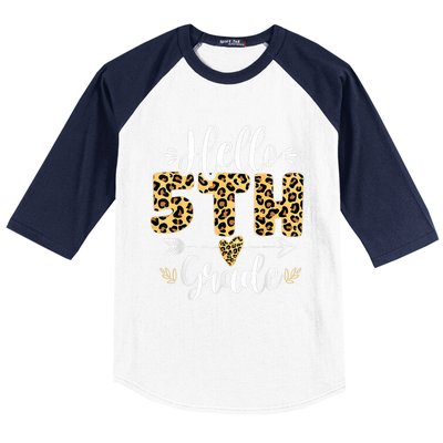 Hello 5th Fifth Grade Leopard Teacher Back To School Baseball Sleeve Shirt