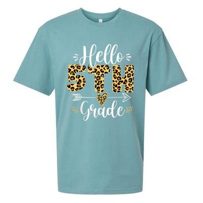 Hello 5th Fifth Grade Leopard Teacher Back To School Sueded Cloud Jersey T-Shirt