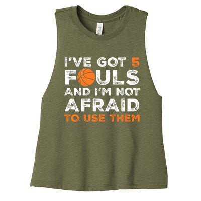 Hoops 5 Fouls Funny Basketball Player Dad Mom Retro Game Day Cool Gift Women's Racerback Cropped Tank