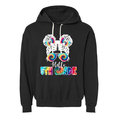 Hello 5th Grade Colorful Garment-Dyed Fleece Hoodie