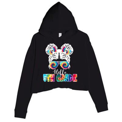 Hello 5th Grade Colorful Crop Fleece Hoodie