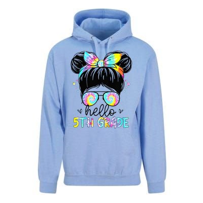 Hello 5th Grade Messy Hair Bun Back To School First Day Unisex Surf Hoodie