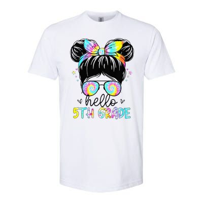 Hello 5th Grade Messy Hair Bun Back To School First Day Softstyle CVC T-Shirt