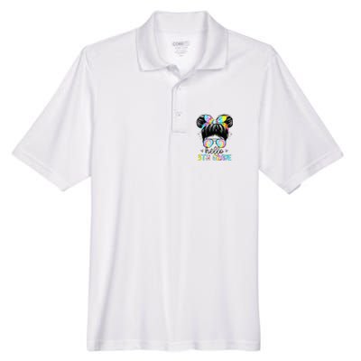 Hello 5th Grade Messy Hair Bun Back To School First Day Men's Origin Performance Pique Polo