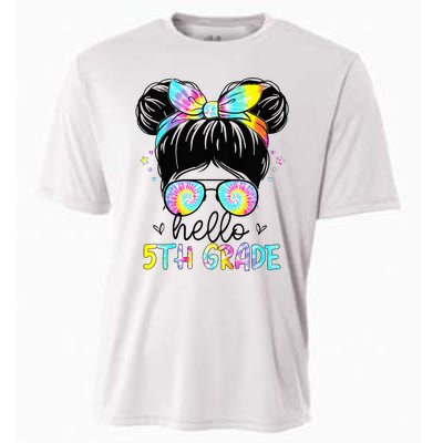 Hello 5th Grade Messy Hair Bun Back To School First Day Cooling Performance Crew T-Shirt