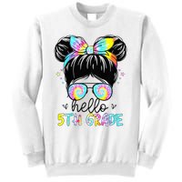 Hello 5th Grade Messy Hair Bun Back To School First Day Sweatshirt