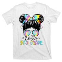 Hello 5th Grade Messy Hair Bun Back To School First Day T-Shirt