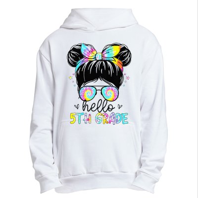 Hello 5th Grade Messy Hair Bun Back To School First Day Urban Pullover Hoodie