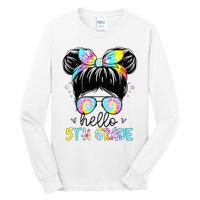 Hello 5th Grade Messy Hair Bun Back To School First Day Tall Long Sleeve T-Shirt