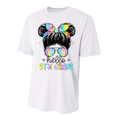 Hello 5th Grade Messy Hair Bun Back To School First Day Performance Sprint T-Shirt