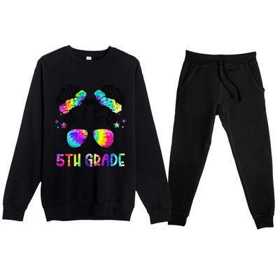 Hello 5th Grade Messy Bun Team Fifth Grade Back To School Premium Crewneck Sweatsuit Set