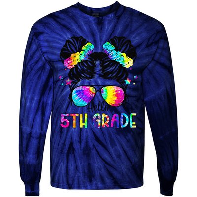 Hello 5th Grade Messy Bun Team Fifth Grade Back To School Tie-Dye Long Sleeve Shirt