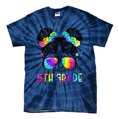 Hello 5th Grade Messy Bun Team Fifth Grade Back To School Tie-Dye T-Shirt